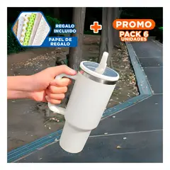 RYBIU IMPORT - Pack6 Termo Portatil de Color Crema Y+Papel de Regalo