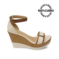 VIALE - Sandalia Dorsay Casual SOFI-2609 Hueso Cuero