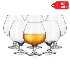 INSPIRA MARKET - Set x6 Copas de Vino Brandy de Vidrio