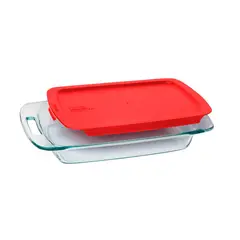 PYREX - Fuente Rectangular Easy Grab 2.8 Lt Tapa Roja 300180