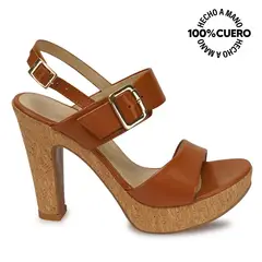 VIALE - Sandalia Strap Casual TATI-2606 Natural Cuero