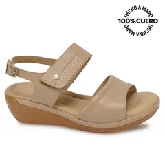 VIALE - Sandalia Dorsay Casual WIL-2602 Avena Cuero