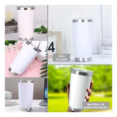 RYBIU IMPORT - Vaso Termo con Tapa con Chupon 600ml de Color Blanco