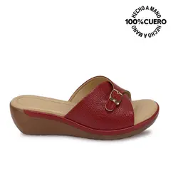 VIALE - Sandalia Slide Casual WIL-2603 Rojo Cuero
