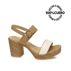 VIALE - Sandalia Dorsay Casual SOFI-2603 HuesoTrigo Cuero