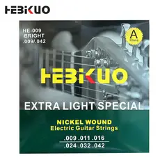 HEBIKUO - JUEGO DE 6 CUERDAS DE METAL PARA GUITARRA ELECTRICA I CALIBRE 09