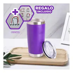 RYBIU IMPORT - Vaso Termico para Cafe 600ml Morado Y+Regalo Stickers