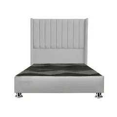 GENERICO - Cama tapizada Roma P.cromadas - Queen Gris claro