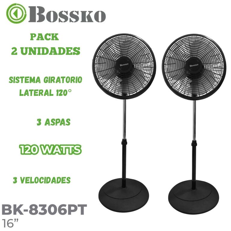 Pack 2 unidades Ventilador de Pedestal BK-8306PT 16 pulgadas con Temporizador