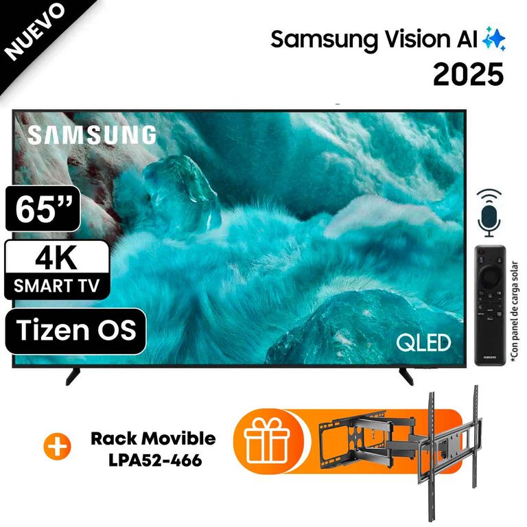 Televisor QLED 65" Visión AI Smart TV QN65Q7FAAGXPE - Nuevo 2025 + Rack Movible