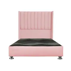 GENERICO - Cama tapizada Roma P.cromadas - Queen Rosado