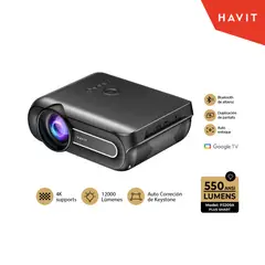 HAVIT - PROYECTOR PJ209A PLUS SMART 1920 x 1080 4K FHD 12000 LUMENES,550 ANSI GOOGLE TV NEGRO