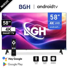 BGH - Televisor B5824UK6AIP 58 Pulgadas UHD 4K Smart Android TV