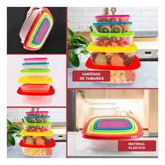 RYBIU IMPORT - Taper con Forma Rectangular de 5pzs con Tapas Multicolor