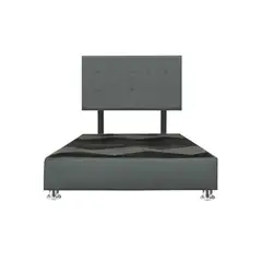 GENERICO - Cama tapizada Petal P.cromadas - Queen gris oscuro