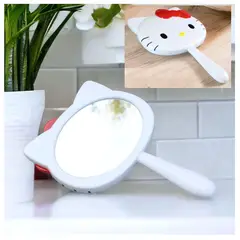 GENERICO - ESPEJO DE MAQUILLAJE CON MANGO MODELO HELLO KITTY DECORATIVO REGALO
