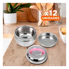 RYBIU IMPORT - Pack12 Fiambrera Elegante 1L en Rosado Y+Regalo Stickers