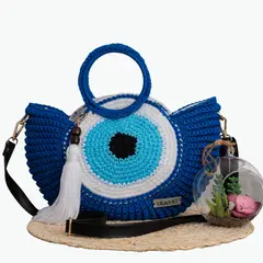 SKANKI - Cartera Ojo Turco Azul en Crochet