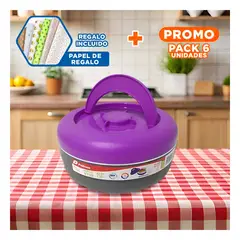 RYBIU IMPORT - Pack6 Envase de Comida en Morado y Plomo Y+Papel de Regalo