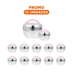 RYBIU IMPORT - Pack12 Fiambrera de Acero para Oficina en Rosado y Plateado