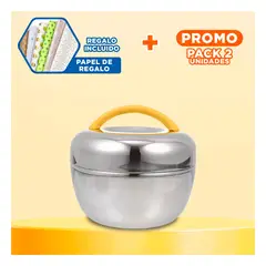 RYBIU IMPORT - Pack2 Taper Termico 1L en Amarillo Y+Papel de Regalo