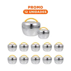 RYBIU IMPORT - Pack12 Fiambrera de Acero para Oficina en Amarillo y Platead