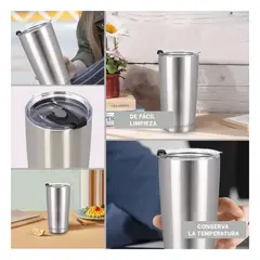 RYBIU IMPORT - Vaso Termo con Tapa con Chupon 600ml de Color Plateado