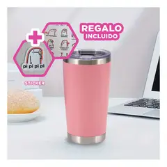 RYBIU IMPORT - Vaso Termico para Cafe 600ml Rosado Y+Regalo Stickers