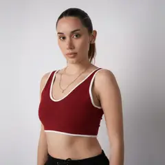 TWO OCEANS FITWEAR - Top Deportivo Mujer Con Escote V - Negro Con Contraste