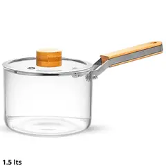 Ichimatsu - Cacerola de Vidrio Borosilicato Mango de Madera 1.5 L-Ichimatsu