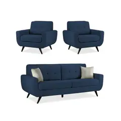 FABIANI HOME - Juego de Sala Emilia 3-1-1 Azul osc