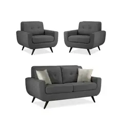 FABIANI HOME - Juego de Sala Emilia 2-1-1 Gris osc