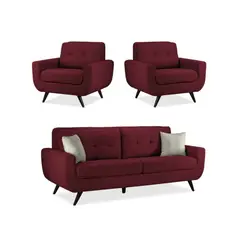 FABIANI HOME - Juego de Sala Emilia 3-1-1 Burdeos