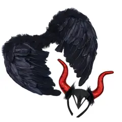 GENERICO - Set Maléfica alas + vincha cuernos rojos