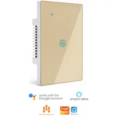 MADTRONIX - Interruptor De Luz Smart Wifi Simple Alexa y Google Sin Neutro Dorado