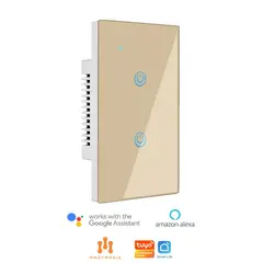 MADTRONIX - Interruptor Inteligente de Luz Doble Alexa y Google Sin Neutro Dorado