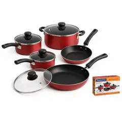 TRAMONTINA - Juego de Ollas 9 piezas Rojo
