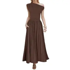 GIOIO - Vestido Mujer Casual Versátil y Cómodo Marrón