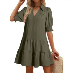 GIOIO - Vestido Mujer Casual Versátil y Cómodo Verde