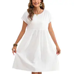 GIOIO - Vestido Mujer Casual Versátil y Cómodo Blanco