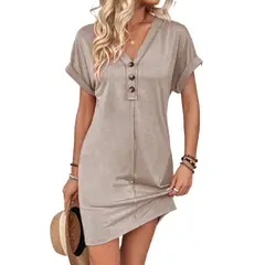 GIOIO - Vestido Mujer Casual Versátil y Cómodo Marrón