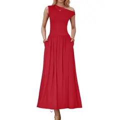 GIOIO - Vestido Mujer Casual Versátil y Cómodo Rojo