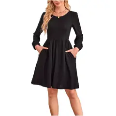 GIOIO - Vestido Mujer Casual Versátil y Cómodo Negro