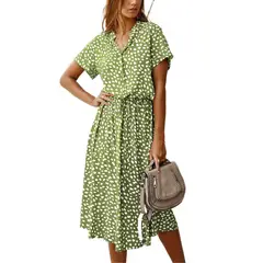 GIOIO - Vestido Mujer Casual Versátil y Cómodo Verde