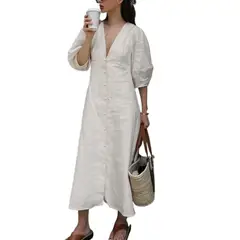 GIOIO - Vestido Mujer Casual Versátil y Cómodo Blanco