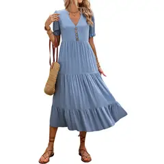 GIOIO - Vestido Mujer Casual Versátil y Cómodo Azul