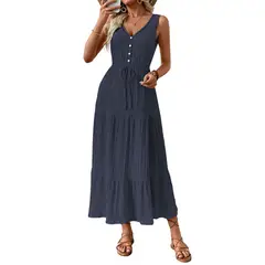 GIOIO - Vestido Mujer Casual Versátil y Cómodo Azul