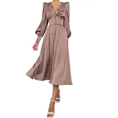 GIOIO - Vestido Mujer Casual Versátil y Cómodo Marrón