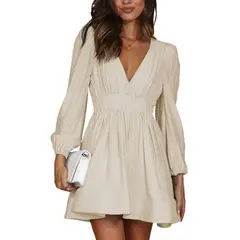 GIOIO - Vestido Mujer Casual Versátil y Cómodo Beige