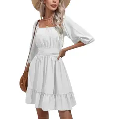 GIOIO - Vestido Mujer Casual Versátil y Cómodo Blanco